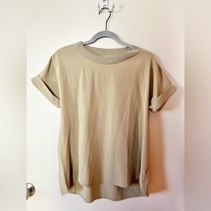 Athleta Olive Green Oversize Style Women’s T-Shirt Crew Neck, Size XS